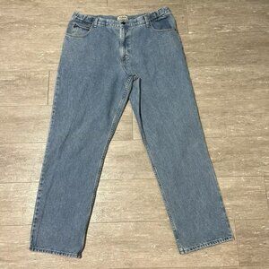 LL Bean Double L Comfort Waist Jeans Mens Size 40x34 (40x33) Blue Straight Leg